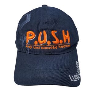 PUSH Pray Until Something Happens Jesus Strapback Hat Blue One Size